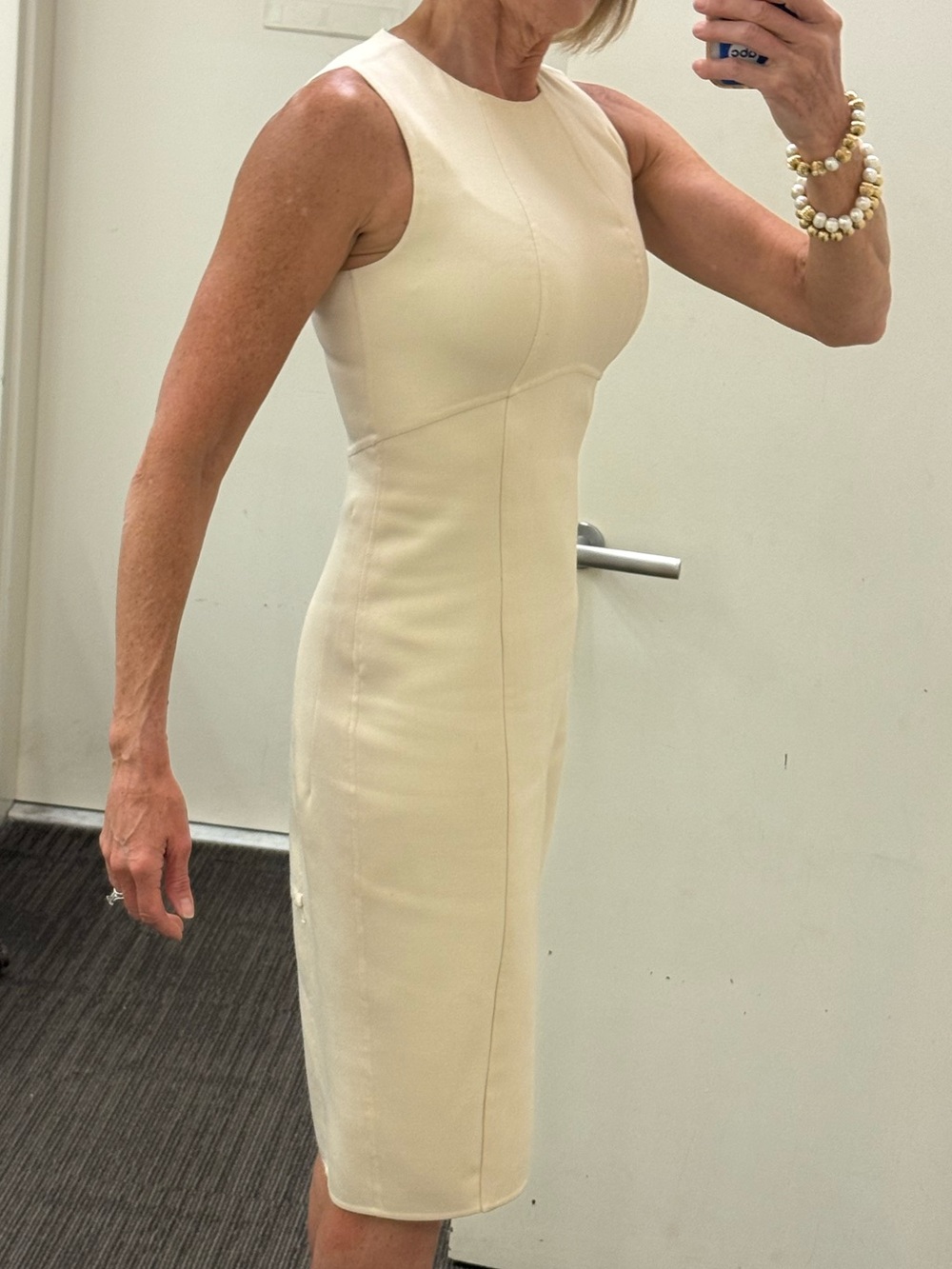Chado by Ralph Rucci Wool Cream Sheath Dress - Elegant Professional Style - Picture 2 of 13
